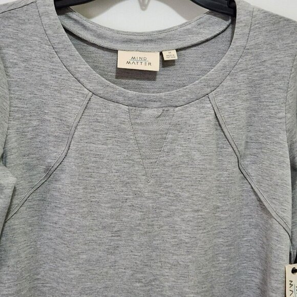 Mind Over Matter Women's M Gray French Terry Raglan Long Sleeve Dress - Picture 3 of 7